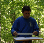 Author, Cameron Hartnell, uses a scale to draw features at the Foundry