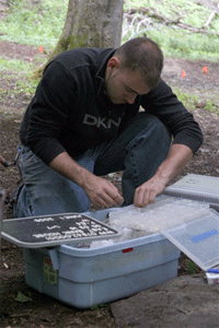 Mike preping the photo board to close up documenting the East Bank House