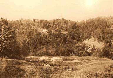 Historic photo of the west bank of the forge site