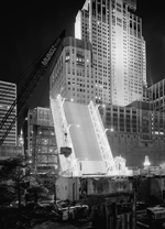 HAER photograph, HAER No. IL-38, Chicago River Bascule Bridge, Jet Lowe Photographer, 1987